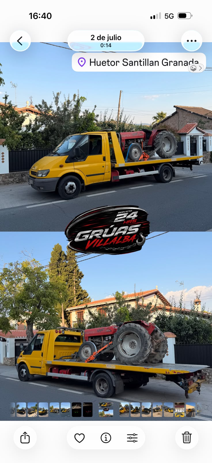 Transporte de tractor y maquinaria agrícola en plataforma